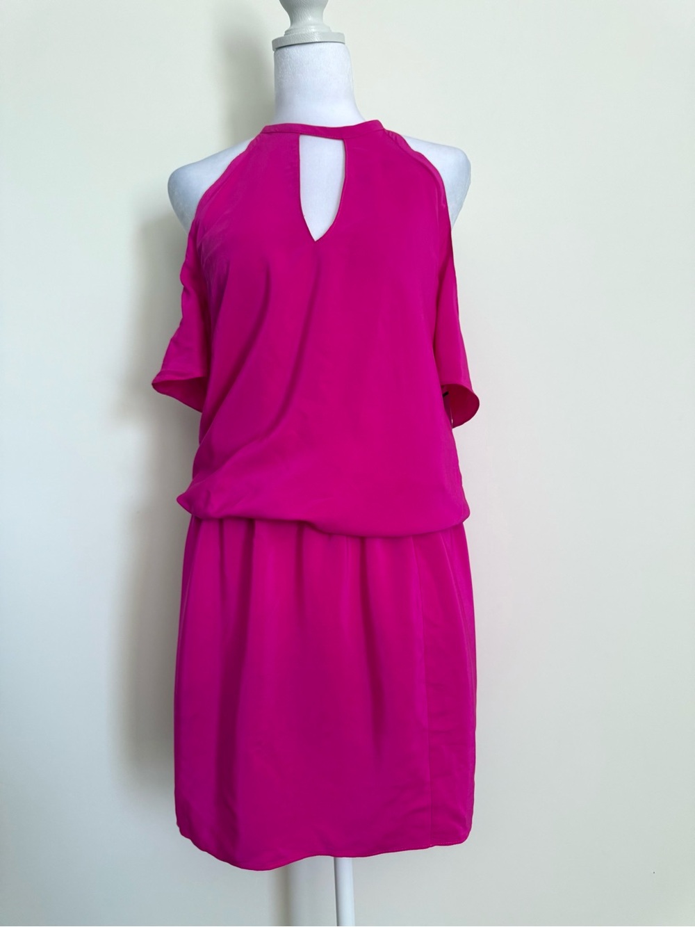 Amanda Uprichard Pink Silk Cold-Shoulder Mini Dress size P or XS